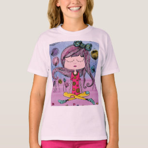 Cute Girl Yoga Illustration Kids T-Shirt