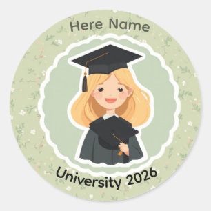 Cute Girle  Graduation Sticker