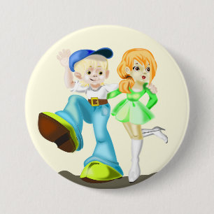 Cute Girlfriend and Boyfriend 3 Inch Round Button