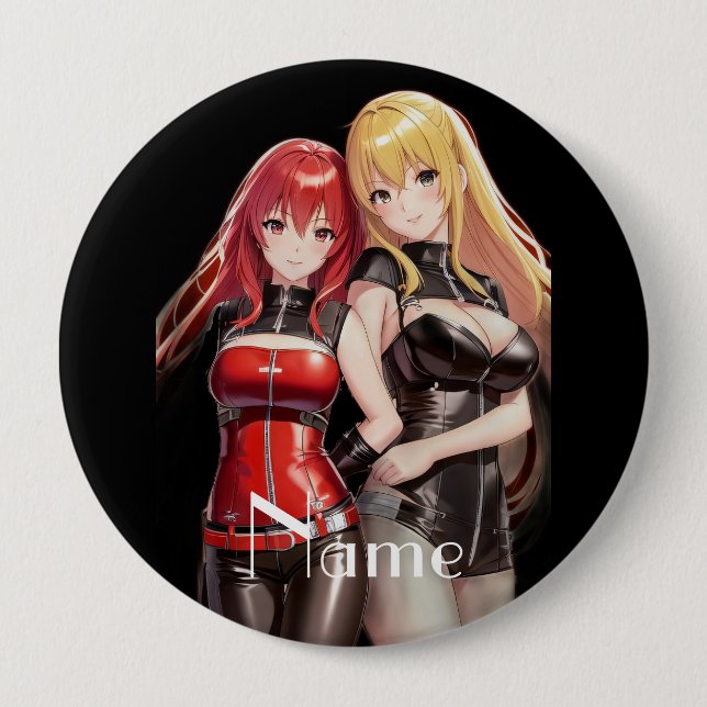 Cute Girls Anime Thunder_Cove 4 Inch Round Button (Front)