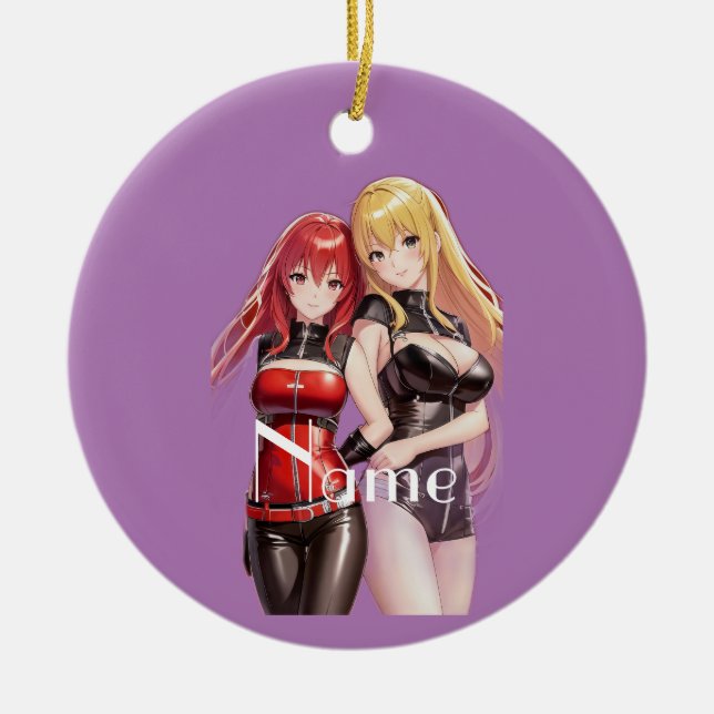 Cute Girls Anime Thunder_Cove Ceramic Ornament (Front)