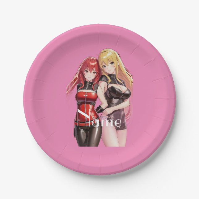 Cute Girls Anime Thunder_Cove Paper Plate (Front)