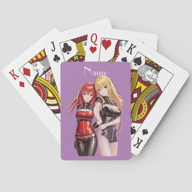Cute Girls Anime Thunder_Cove Playing Cards (Back)