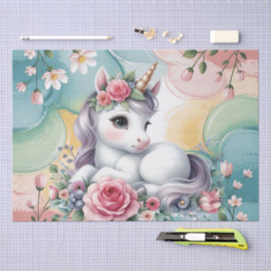 Cute girls baby unicorn decoupage  tissue paper