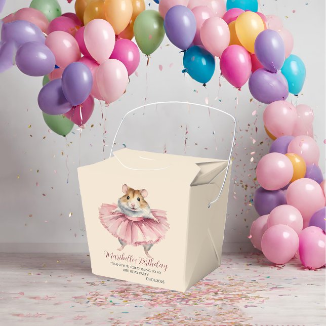 Cute Girls Ballerina Hamster Birthday Thank You Favor Box (Creator Uploaded)