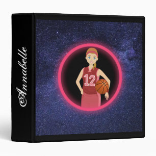 Cute Girls Basketball Galaxy Binder