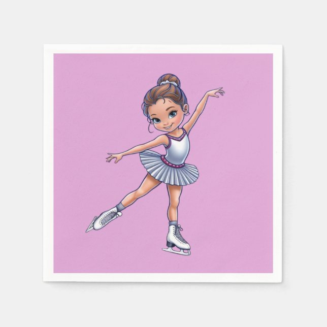 Cute Girl's Birthday Ice Skating Napkins (Front)