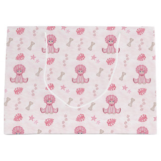 Cute Girls Birthday Pink Dinosaur Large Gift Bag