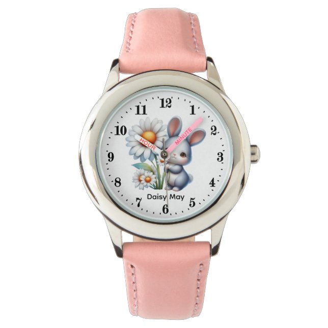 Cute girls bunny lovers add name  watch (Front)