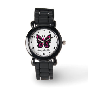 Cute girls butterfly add name watch