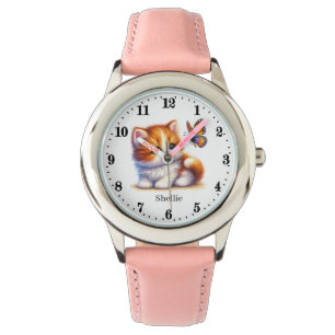 Cute girls butterfly cat add name Watch 