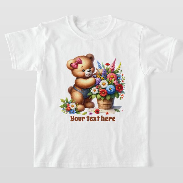 Cute girls customizable bear  T-Shirt (Laydown)