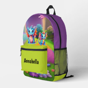 Cute girls dragon add name  printed backpack