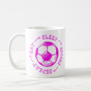Cute Girls Eat Sleep Soccer Repeat - Youth Player Coffee Mug