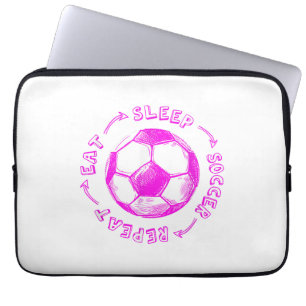 Cute Girls Eat Sleep Soccer Repeat - Youth Player Laptop Sleeve