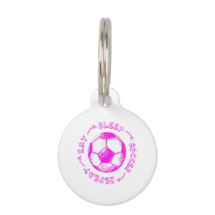 Cute Girls Eat Sleep Soccer Repeat - Youth Player Pet Tag