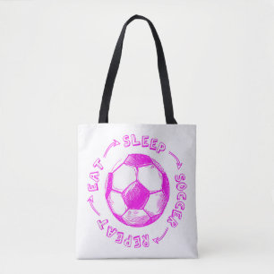 Cute Girls Eat Sleep Soccer Repeat - Youth Player  Tote Bag