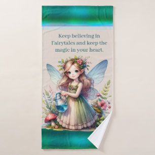 Cute girls fairy add name  bath towel