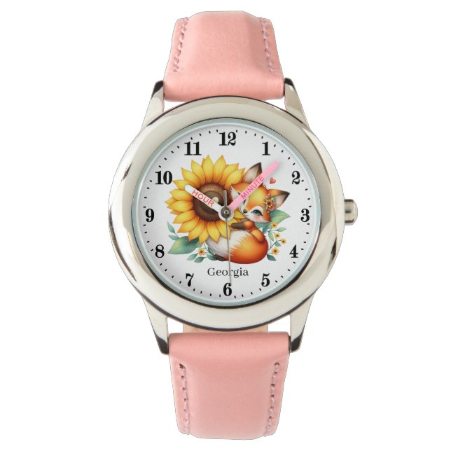 Cute girls fox lovers add name  watch (Front)