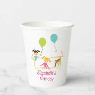 Cute Girls Gymnastic Birthday Party Paper Cup