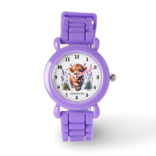 Cute girls highland cow add name  watch