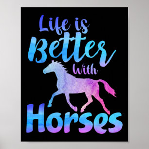Cute Girls Horseback Riding Shirt Life Is Better W Poster