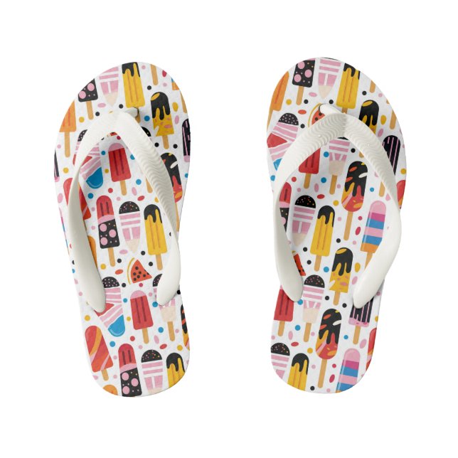 Cute girls ice cream  kid's flip flops (Footbed)