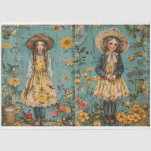 Cute Girls In Garden Tissue Paper