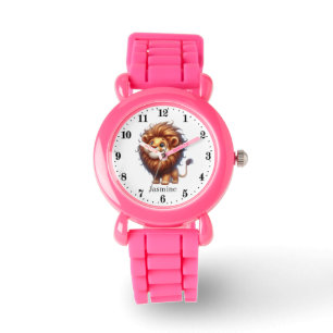 Cute girls lion add name watch