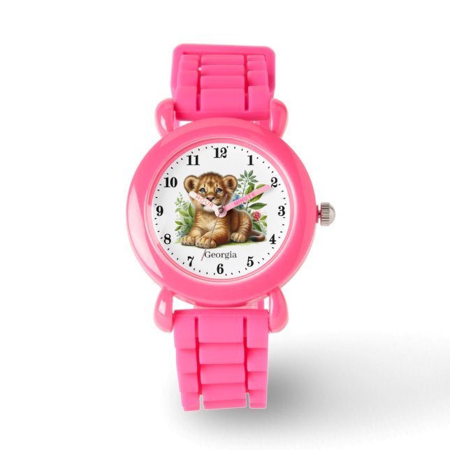 Cute girls lion add name watch (Front)