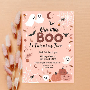 Cute Girls Little Boo Halloween Birthday Any Year Invitation