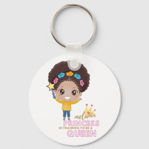 Cute Girls Melanin Princess Training To Be Queen Keychain