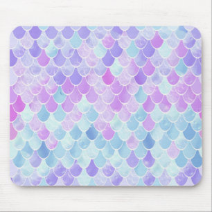 CUTE GIRLS MERMAID SCALES PATTERN, PINK, PURPLE, T MOUSE PAD