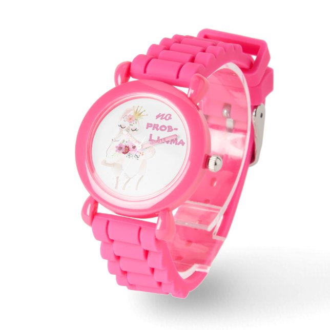 Cute Girls No Prob-Llama Pink Watch (Angle)