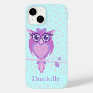 Cute girls owl purple & aqua iphone 5 case