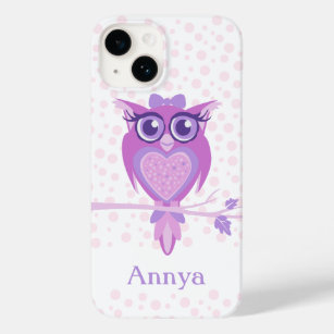 Cute girls owl purple, pink & white Case-Mate iPhone 14 case