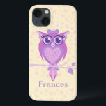 Cute girls owl purple & yellow ipad case<br><div class="desc">Keep your ipad protected with this graphic patterned case. Customize with your name currently reads Frances. Uniquely designed graphic owl by Sarah Trett.</div>