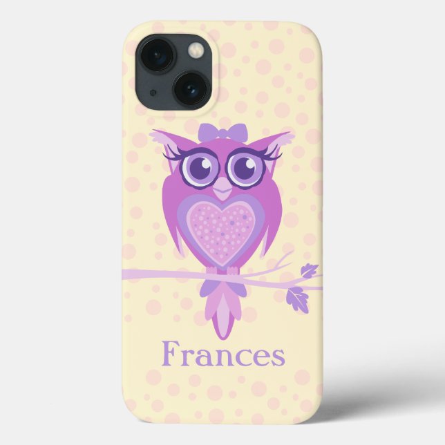 Cute girls owl purple & yellow ipad case (Back)