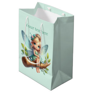 Cute girls party fairy customizable  medium gift bag