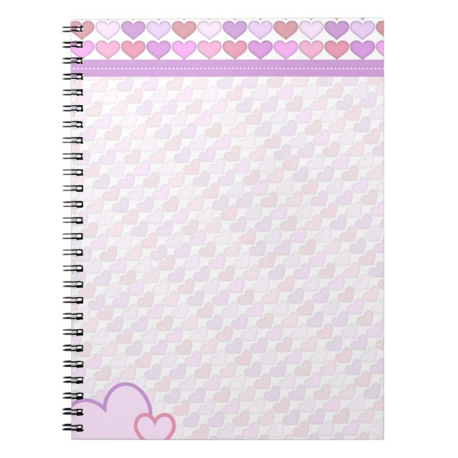 Cute Girls Pastel Hearts Notebook (Front)
