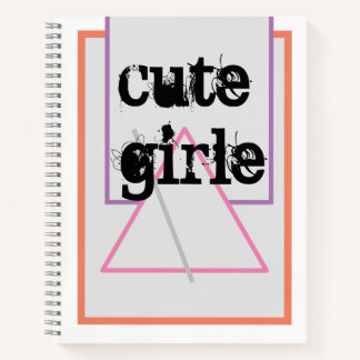 CUTE_GIRLS_PINK_AND_GRAY_BLACK_Spiral Notebook