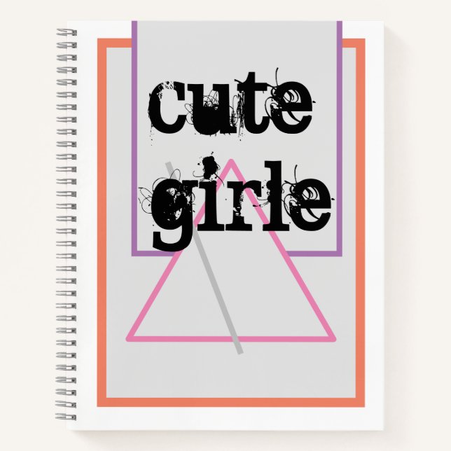 CUTE_GIRLS_PINK_AND_GRAY_BLACK_Spiral  Notebook (Front)