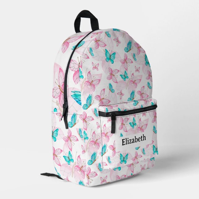 Cute Girl's Pink Butterfly   Printed Backpack (Back Corner Left)