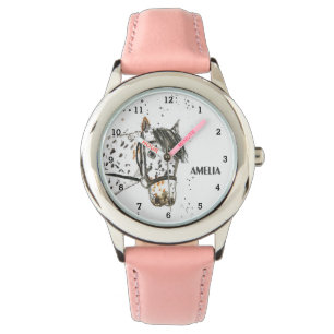 Cute Girls Pink Horse Animal Kids Pony Watch