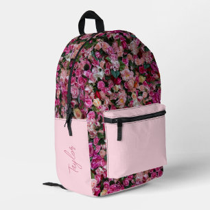 Cute Girl's Pink Rose Personalized Printed Backpack