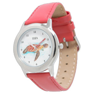 Cute Girls Pink Sea Turtle Animal Kids  Watch