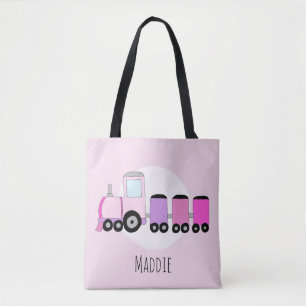 Cute Girls Pink Transport Train Kids Tote Bag