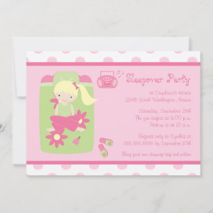 Cute girl's polkadots sleepover party invitation