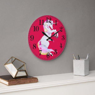 Cute Girls Pretty Unicorn Pink Large Clock