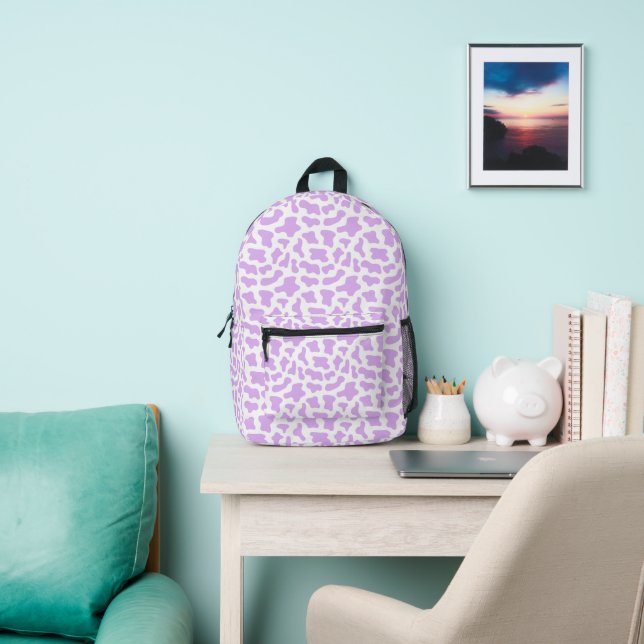 Cute Girls Purple Cow Print Printed Backpack (Insitu)